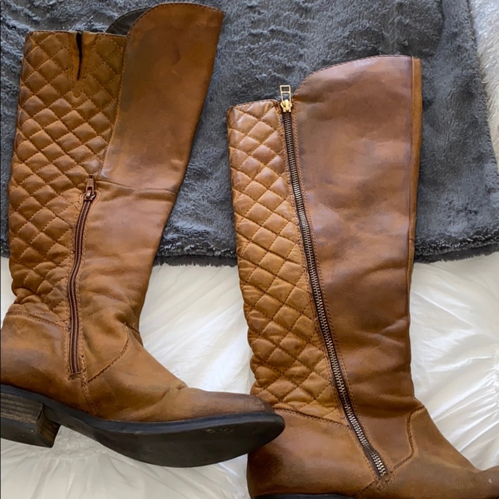 Leather quilted Steve Madden knee boots